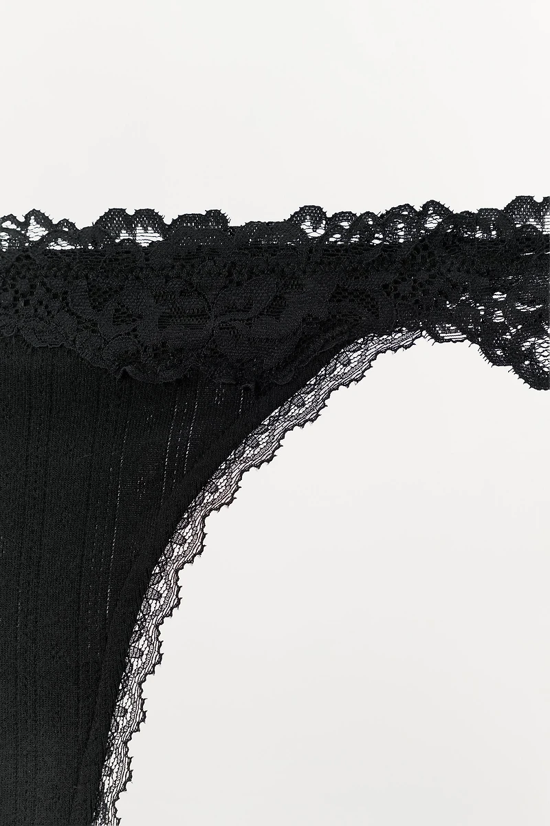 POINTELLE LACE THONG