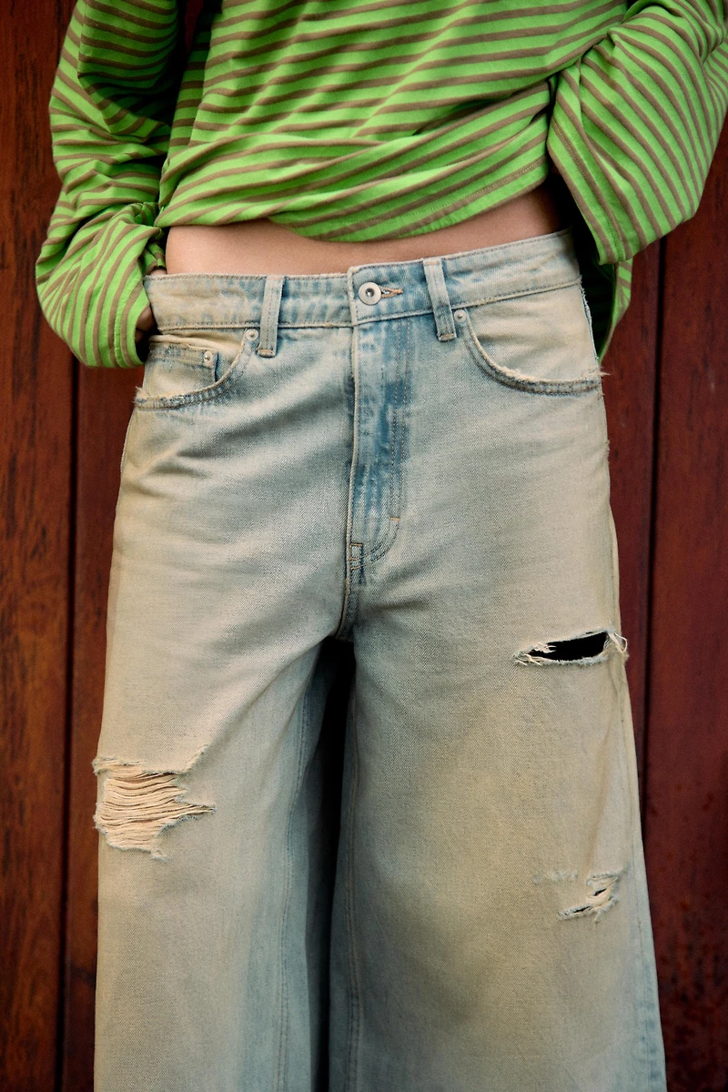 TRF RIPPED BAGGY DENIM JORTS