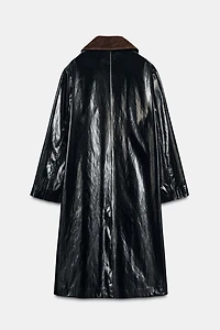CONTRAST COLLAR SHINY TRENCH COAT ZW COLLECTION LIMITED EDITION