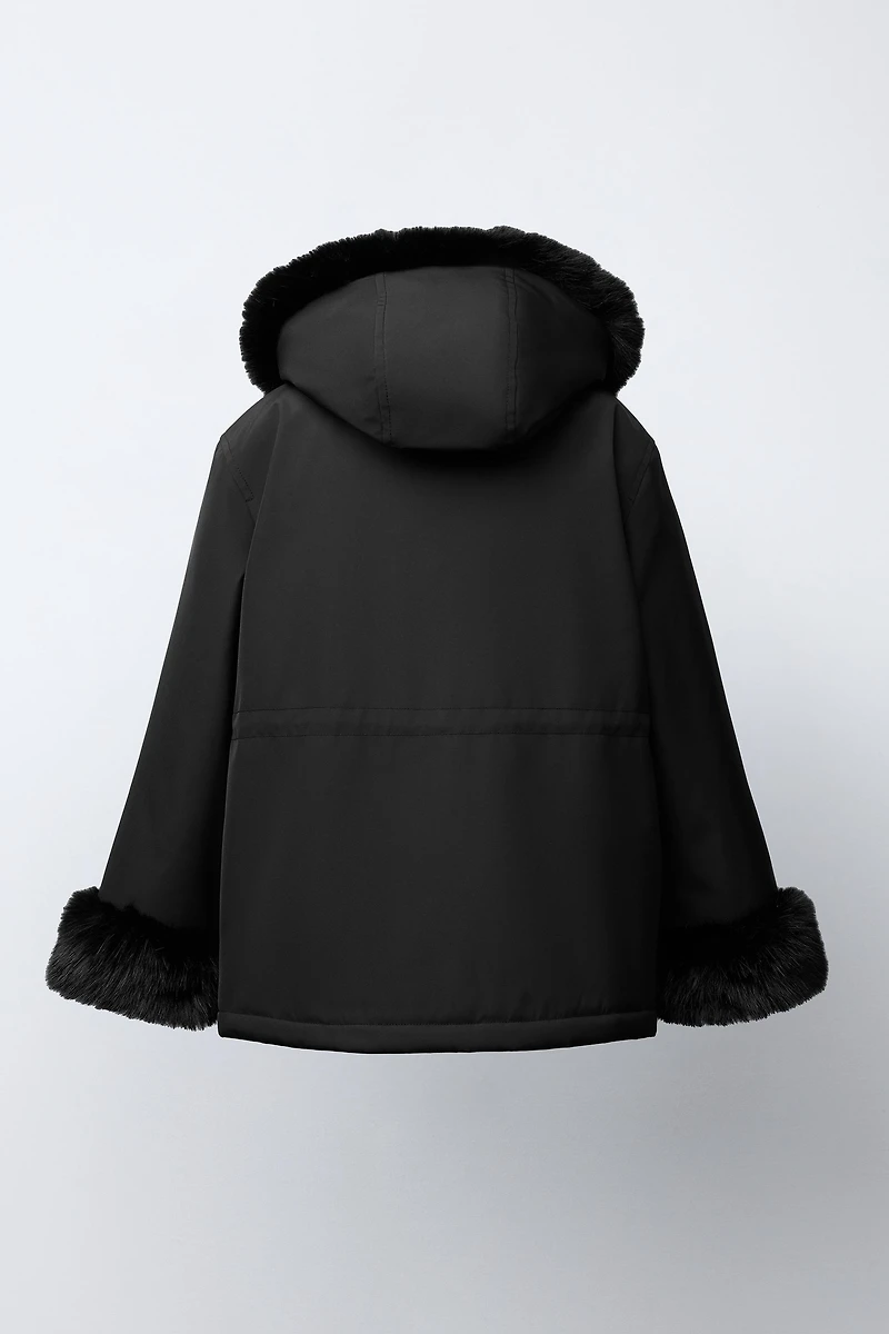 FAUX FUR HOODED PARKA