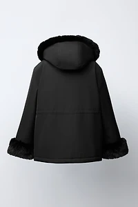 FAUX FUR HOODED PARKA