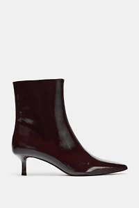 PATENT EFFECT KITTEN HEEL ANKLE BOOTS