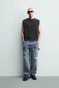 WASHED PRINT KNIT TANK TOP