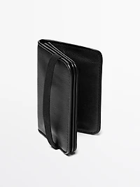 Nappa leather card holder with flap