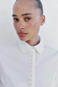 SHORT SLEEVE SHIRT WITH PEARLS