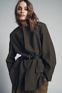 STRIPED BELTED BLAZER ZW COLLECTION