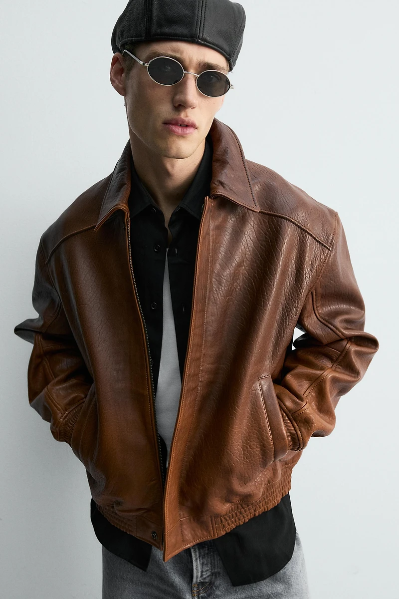 VINTAGE EFFECT LEATHER JACKET LIMITED EDITION