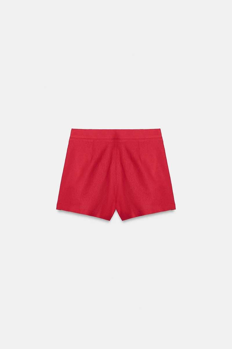 LINEN PLEATED SHORTS