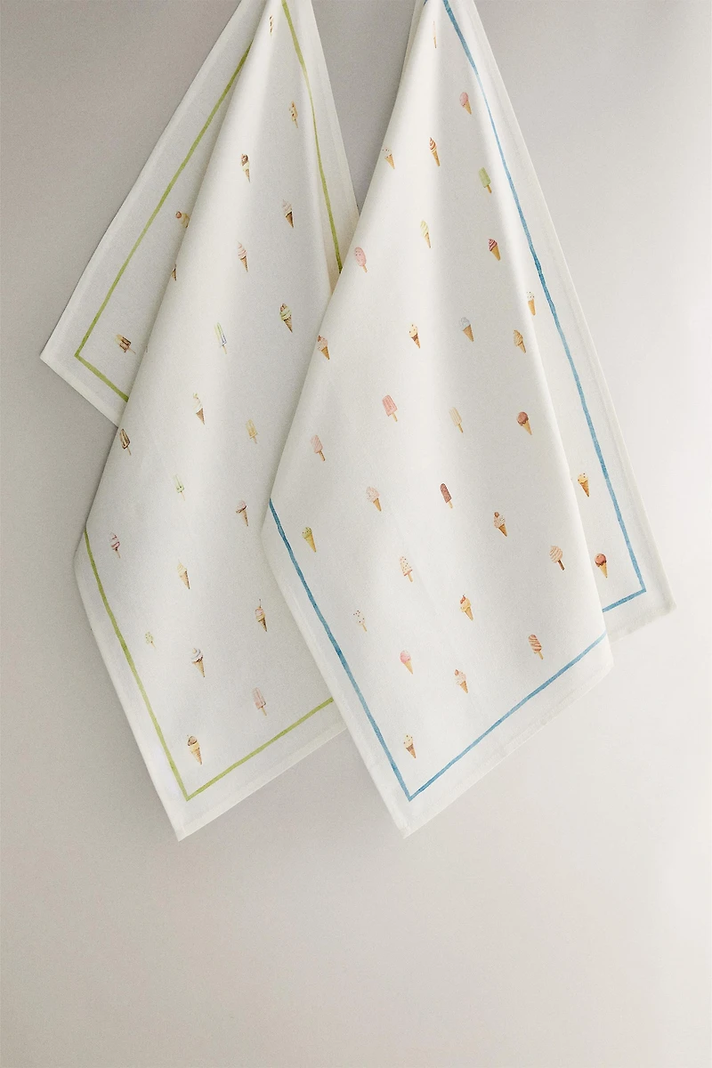 SET OF ICE CREAM COTTON KITCHEN TOWELS (SET OF 2)