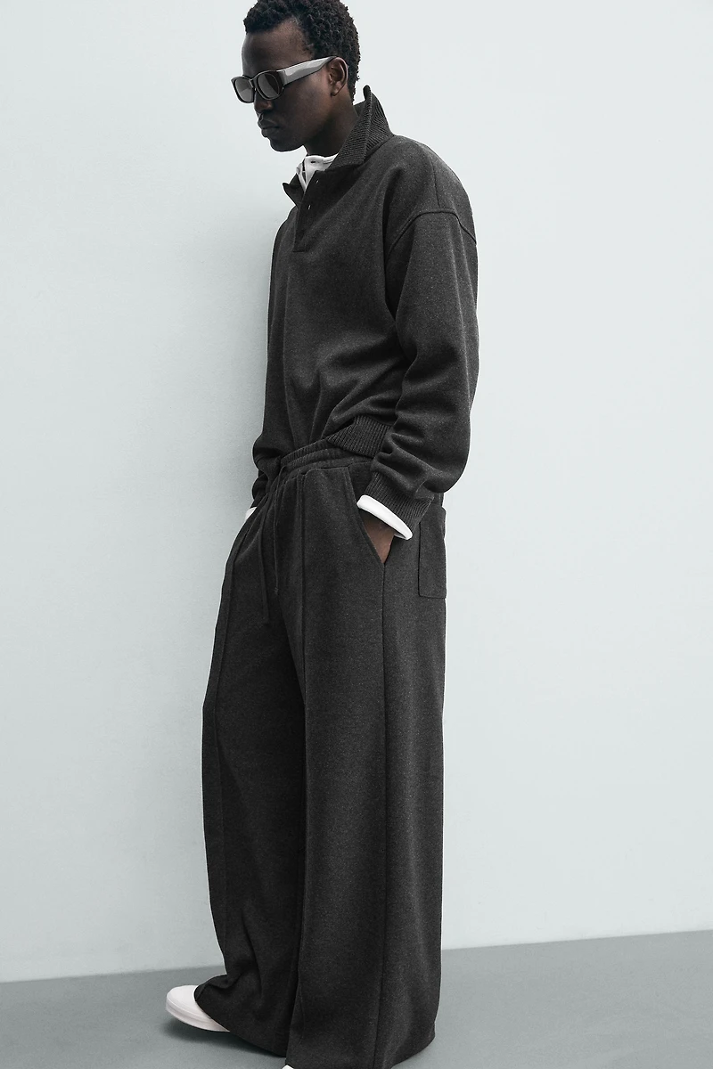 TEXTURED WIDE FIT JOGGER PANTS