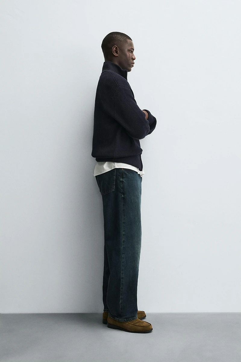 PURL KNIT ZIP-UP CARDIGAN