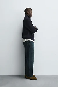 PURL KNIT ZIP-UP CARDIGAN