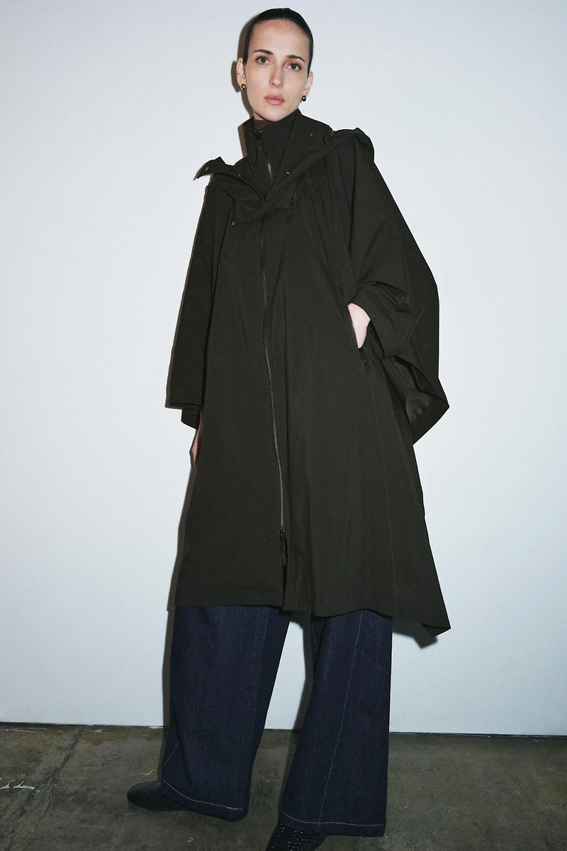 WATER REPELLENT CAPE TRENCH COAT ZW COLLECTION LIMITED EDITION