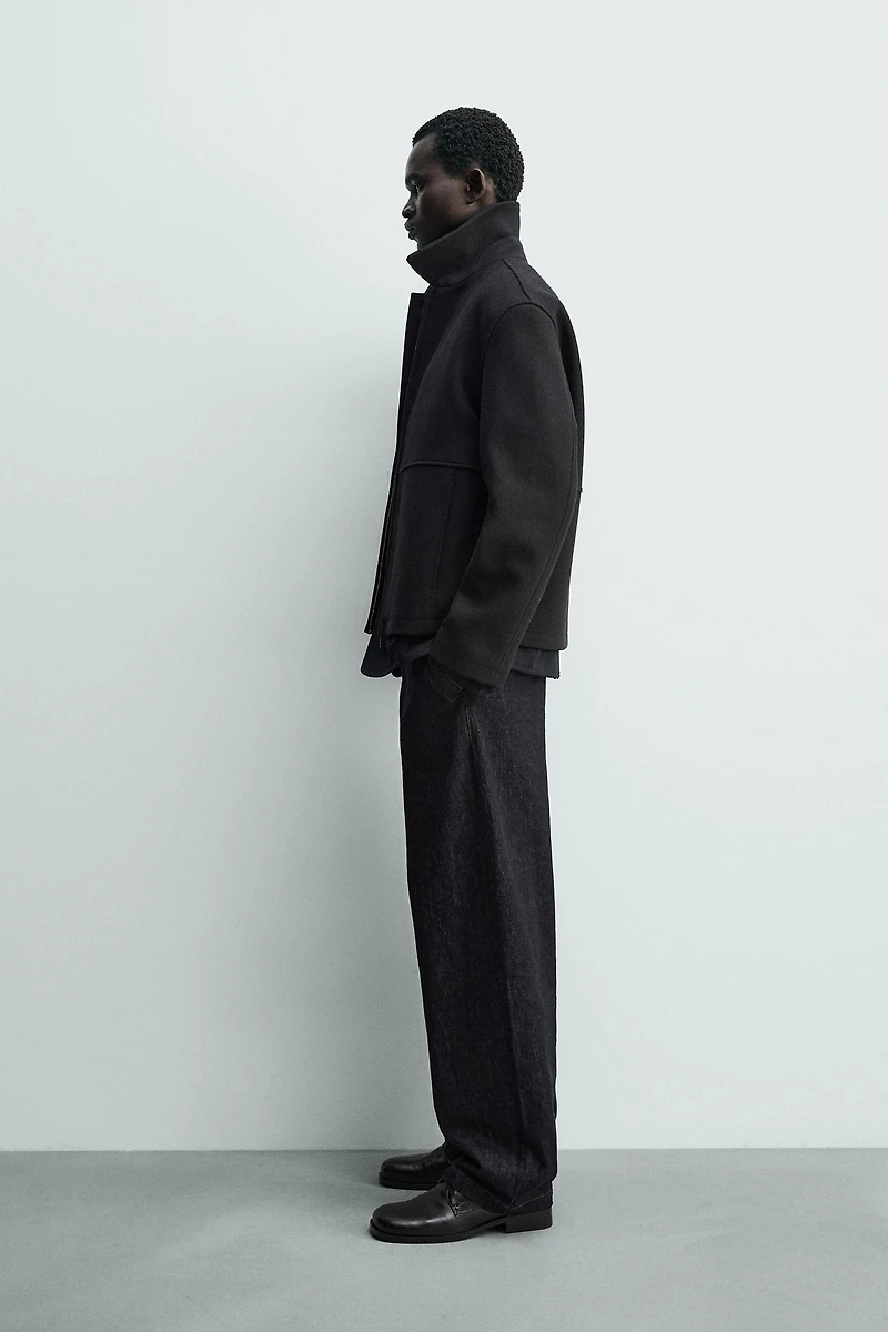 HERRINGBONE TEXTURED ZIP JACKET