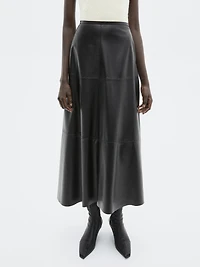Long flared nappa leather skirt - LIMITED