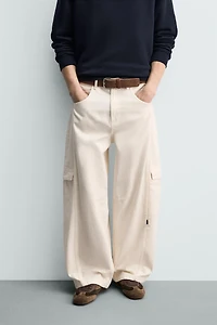 SEAMED BAGGY FIT CARGO PANTS