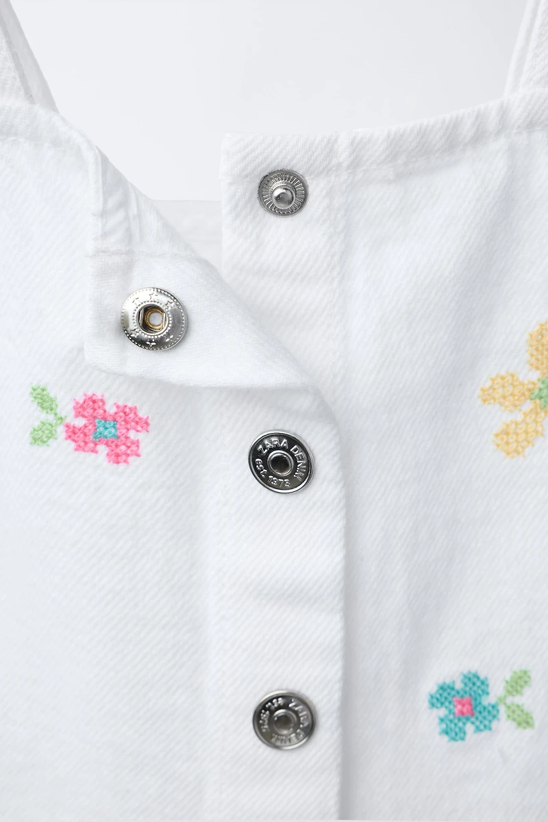 CROSS-STITCH FLORAL TWILL TOP