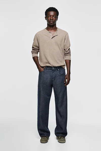 100% linen wide-leg jeans