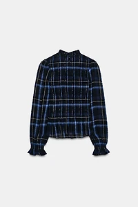 TOP À CARREAUX NID D'ABEILLE