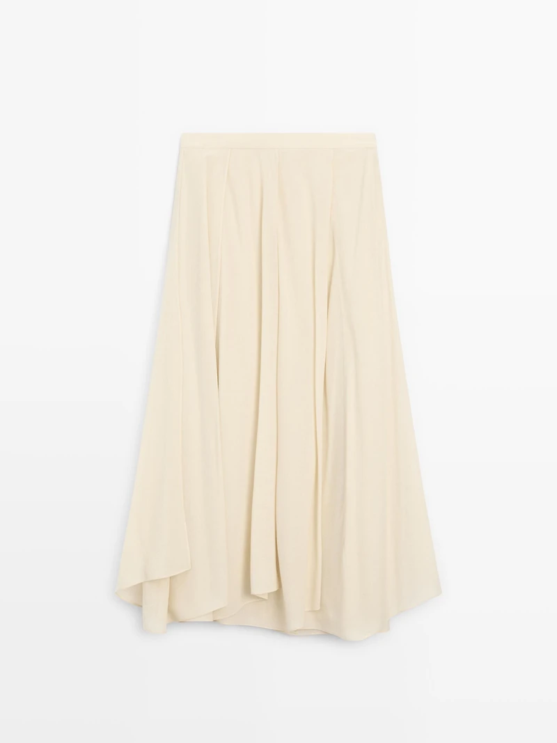 Flowing midi skirt with ruffles