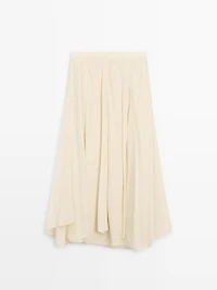 Flowing midi skirt with ruffles