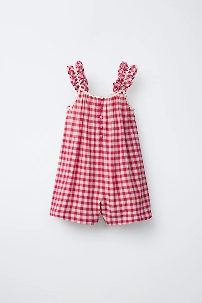 WAVY PLAID SHORT JUMPSUIT