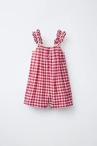 WAVY PLAID SHORT JUMPSUIT