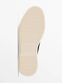 Navy blue split suede loafers