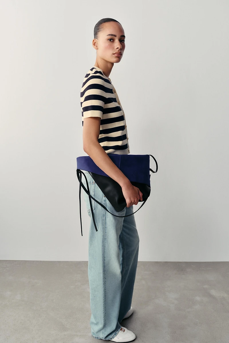 SHORT SLEEVE STRIPED CARDIGAN