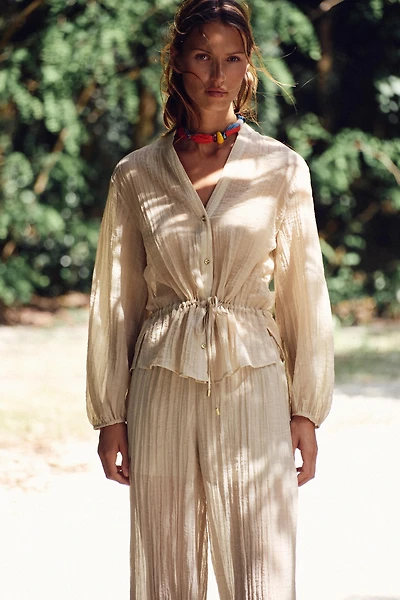 WRINKLE EFFECT SEMI-SHEER SHIRT