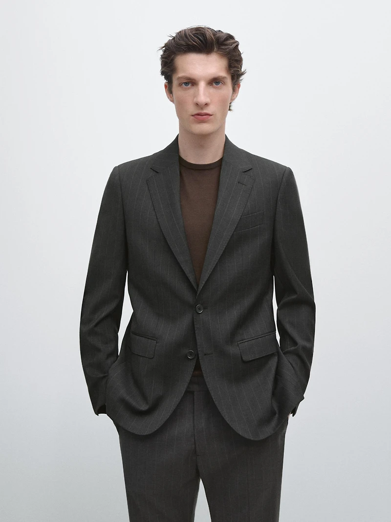 100% cool wool pinstripe suit blazer