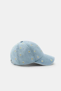 DAISY EMBROIDERED DENIM CAP