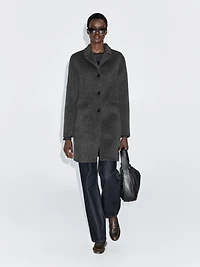 Manteau mi-long à revers en laine mélangée
