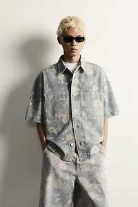 WASHED FLORAL PRINT RELAXED FIT SHIRT