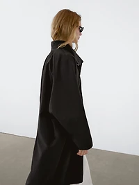 Oversize flowing trench coat water-repellent fabric