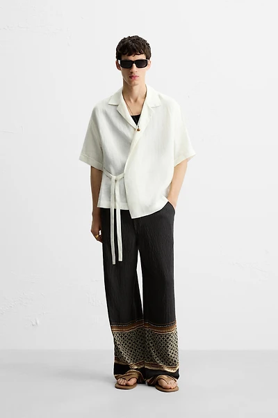100% LINEN TIE SHIRT
