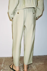 ELASTIC WAIST TAPERED PANTS