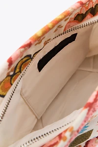 EMBROIDERED FLORAL PRINT TOILETRY BAG