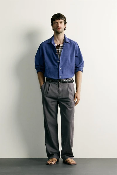 RELAXED FIT PLEATED CHINO PANTS