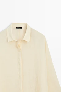 100% linen short shirt dress