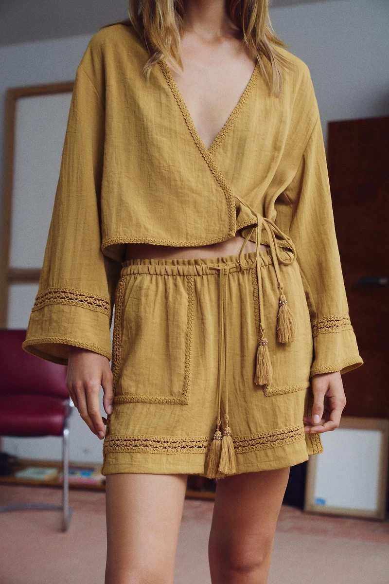 LACE TRIM WRAP JACKET