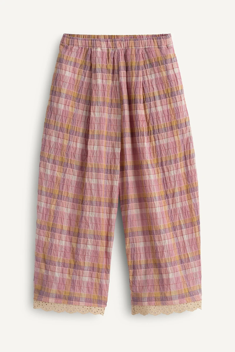 PANTALON À CARREAUX TEXTURÉ AVEC DENTELLE LIMITED EDITION