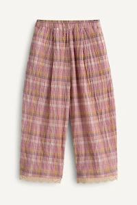 PANTALON À CARREAUX TEXTURÉ AVEC DENTELLE LIMITED EDITION