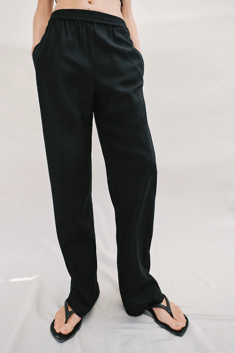 LINEN STRAIGHT LEG PANTS