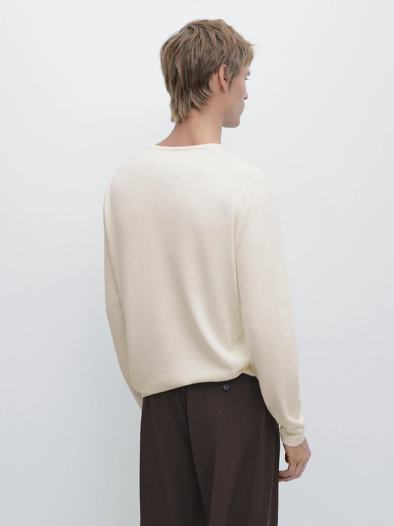 Pull col rond 100% coton