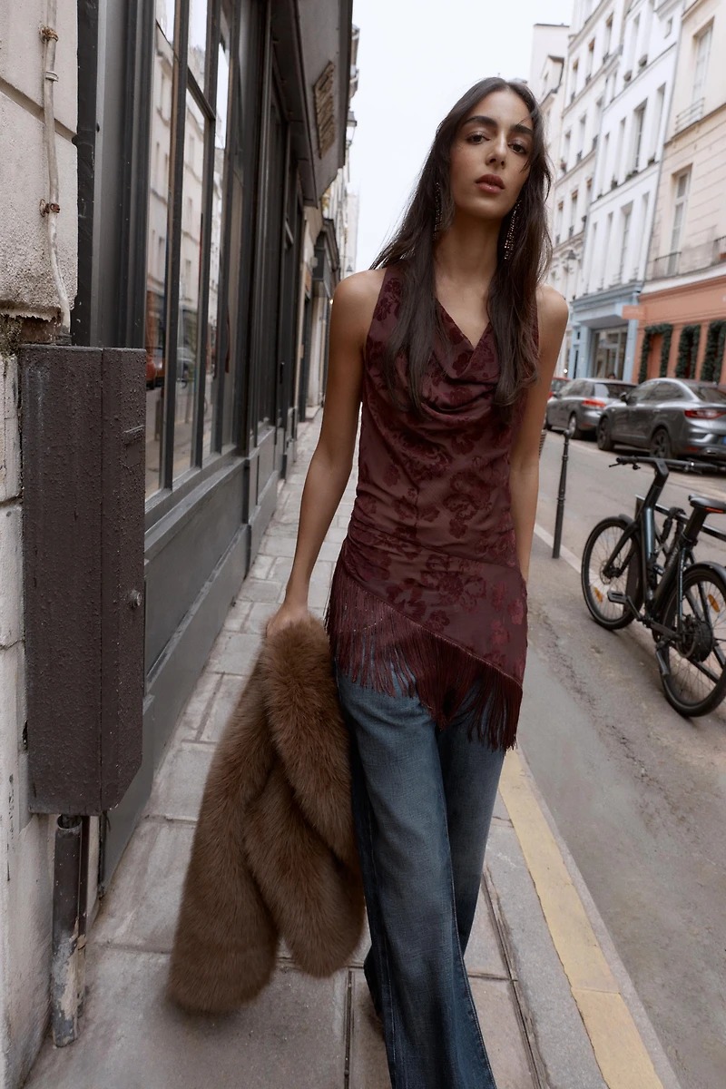 ASYMMETRIC FRINGED BURN-OUT TOP