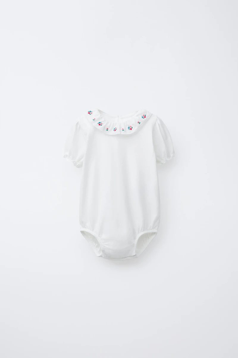 FLORAL EMBROIDERED COLLAR BODYSUIT