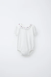 FLORAL EMBROIDERED COLLAR BODYSUIT