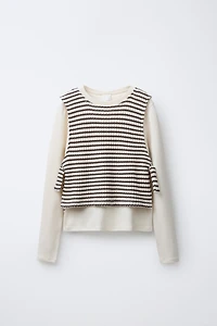 STRIPED VEST COMBINATION T-SHIRT