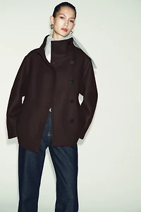 HIGH NECK WOOL BLEND SHORT COAT